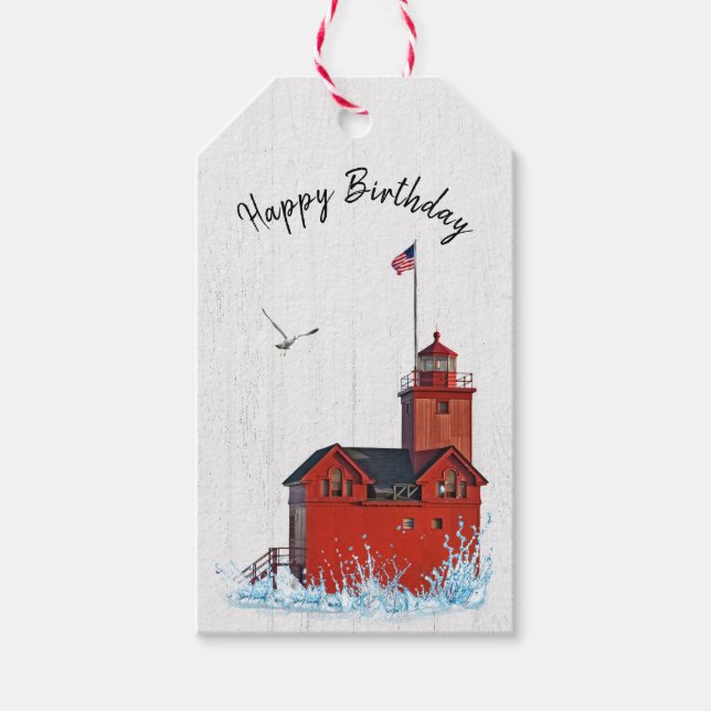 Étiquettes-cadeau Michigan Big Red Lighthouse  (Devant)