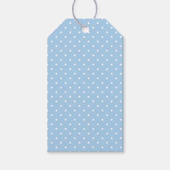 Étiquettes-cadeau Micro pois blanc - Bleu bébé (Devant)