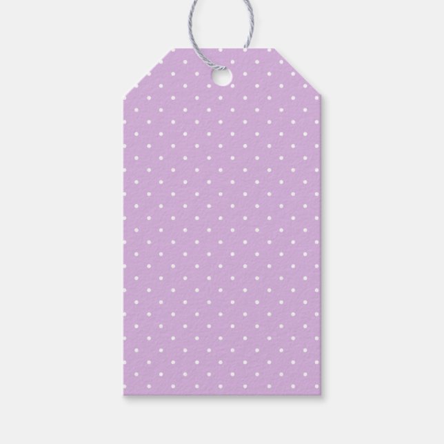 Étiquettes-cadeau Micro pois blanc - Lilas doux (Devant)