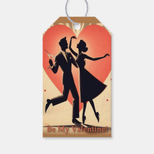 Étiquettes-cadeau Mid Century Valentine Dancing Couple avec Martini