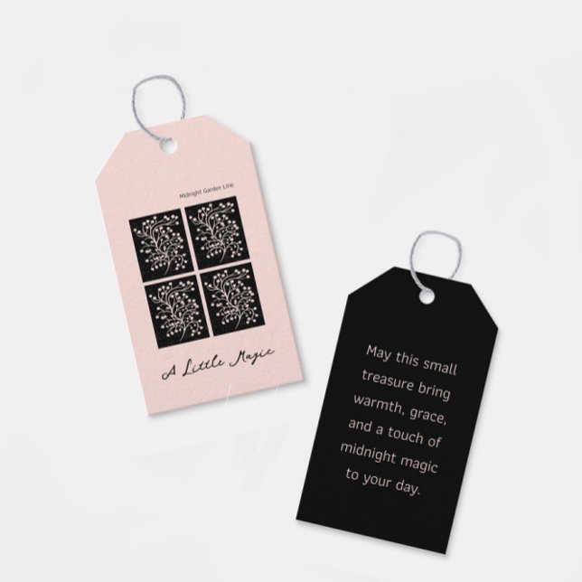 Étiquettes-cadeau Midnight Garden Line Soft Pink (Créateur téléchargé)