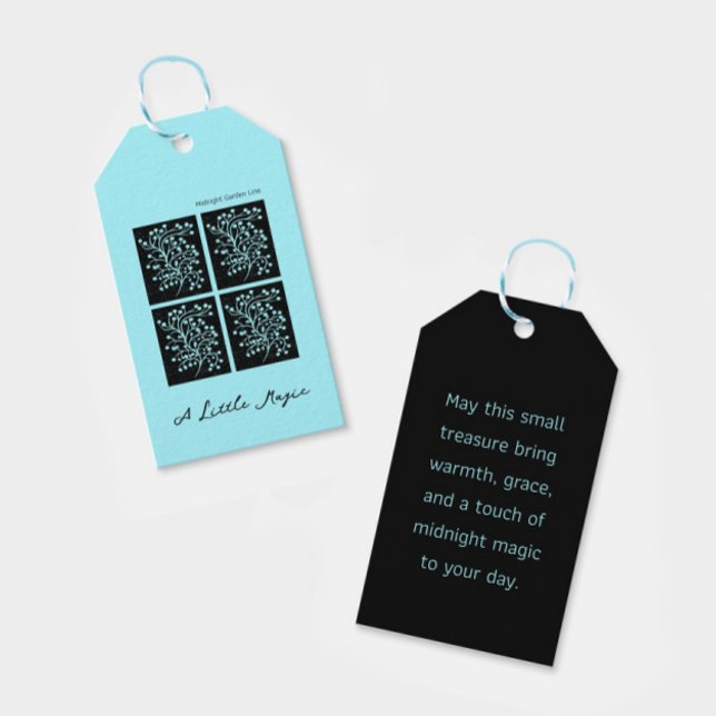 Étiquettes-cadeau Midnight Garden Line Turquoise Mist (Créateur téléchargé)