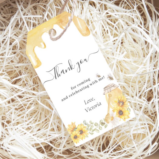 Étiquettes-cadeau Miel Bee Tournesols Révélation de genre Merci (Créateur téléchargé)