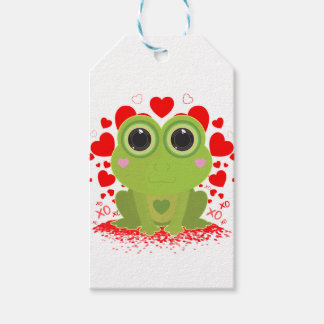 Étiquettes-cadeau Mignon Grenouille Kawaii Cœurs XOXO Saint-Valentin