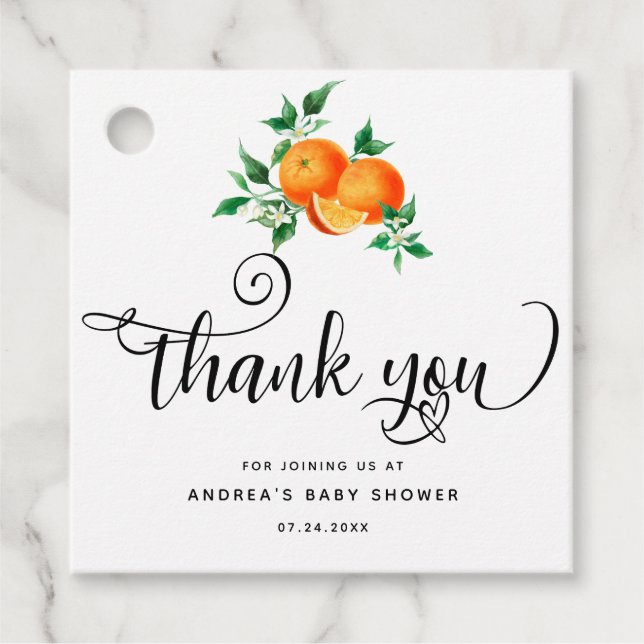 Étiquettes Cadeau Mignon | Orange Merci  (Devant)