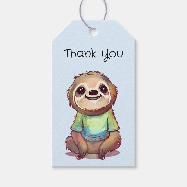 Étiquettes-cadeau Mignon paresseux souriant portant une chemise Merc (Devant)