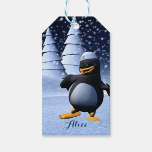 Étiquettes-cadeau Mignon pingouin marin d'hiver Art de vacances enne