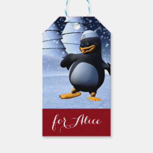 Étiquettes-cadeau Mignon pingouin marin d'hiver Art de vacances enne