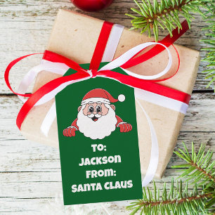 Étiquettes-cadeau Mignon Vert De Père Noël Enfants Personnalisés