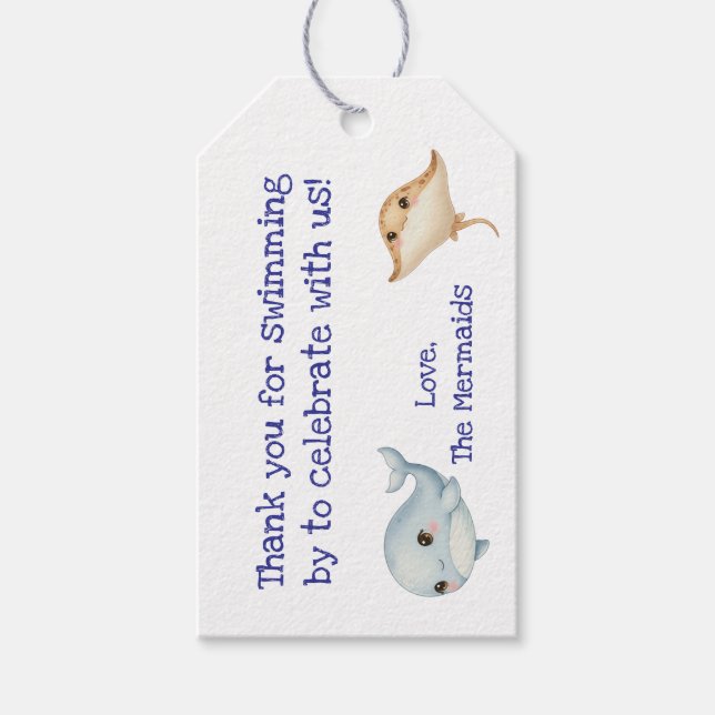 Étiquettes-cadeau Mignonne, Bleu Sous Le Merci De Mer (Devant)