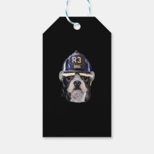Étiquettes-cadeau Mignonne Chien de taureau français portant un casq
