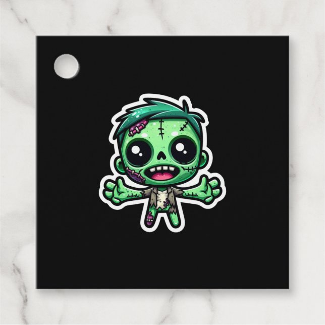 Étiquettes Cadeau Mignonne, drôle de zombie (Devant)