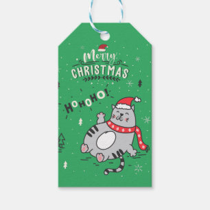 Étiquettes-cadeau Mignonne et drôle Chat Noël joyeuses Salutations