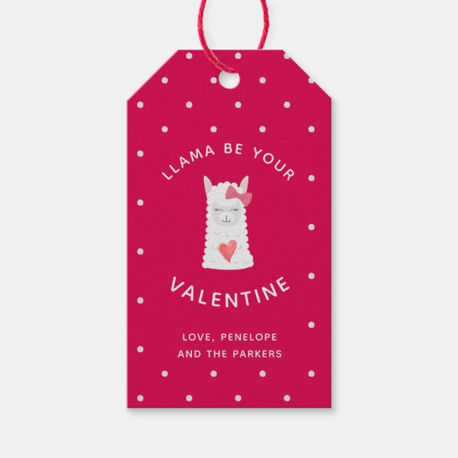 Étiquettes-cadeau Mignonne et drôle Lama Saint Valentin (Devant)