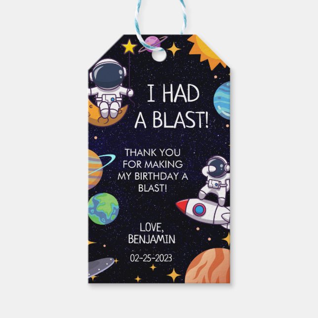 Étiquettes-cadeau Mignonne J'avais un thème d'espace d'explosion à t (Devant)