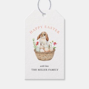 Étiquettes-cadeau Mignonne lapin et oeufs de Pâques Joyeux Pâques