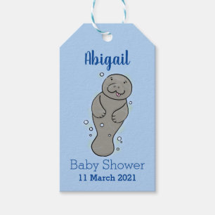 Étiquettes-cadeau Mignonne manatée bébé avec bulles illustration