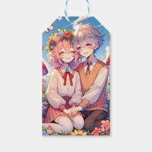 Étiquettes-cadeau Mignonne mignon Anime Couple Whimsical Romantic