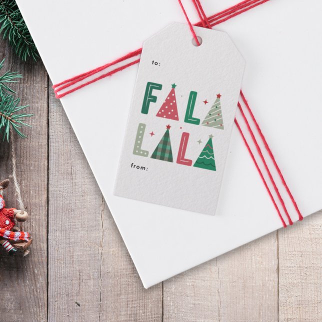 Étiquettes-cadeau Mignonne Moderne Fa La La Holiday (cute, whimsical and fun Fa La La La Christmas typography gift tag)