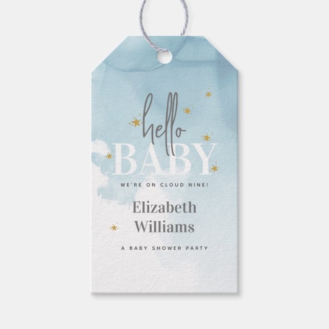 Étiquettes-cadeau Mignonne Nous sommes sur Cloud 9 Bonjour Baby show (Devant)
