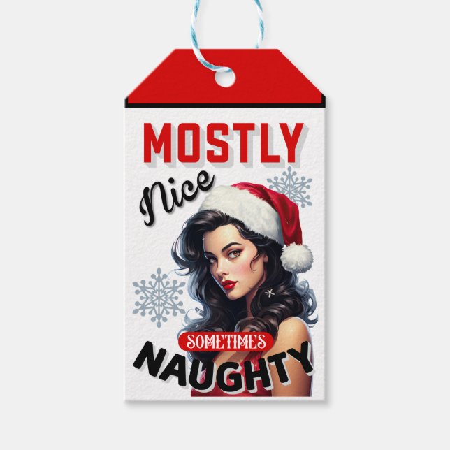 Étiquettes-cadeau Mignonne Parfois Naughty Retro Noël Pinup (Devant)