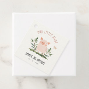 Étiquettes Cadeau Mignonne petit porc de ferme Anniversaire de enfan