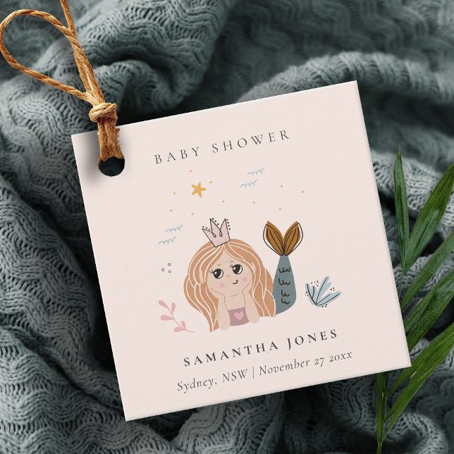 Étiquettes Cadeau Mignonne Petite Maillot Mermaid Baby shower fille (Créateur téléchargé)