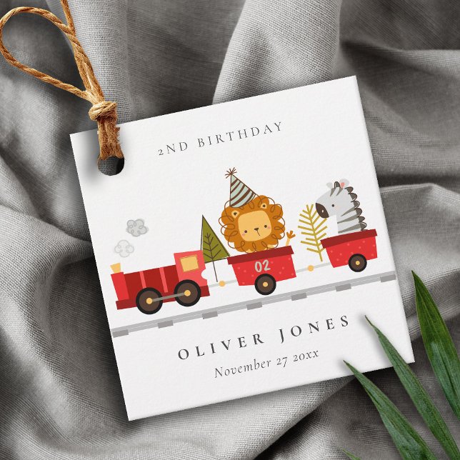 Étiquettes Cadeau Mignonne Red Woodland Animal Train N'Importe Quel  (Créateur téléchargé)