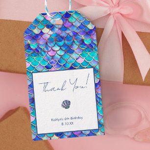 Étiquettes-cadeau Mignonne Sirène Petites Filles Anniversaire Merci