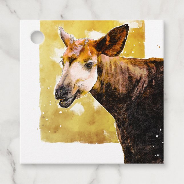 Étiquettes Cadeau Mignonne Smiling Okapi School Saint-Valentin (Devant)