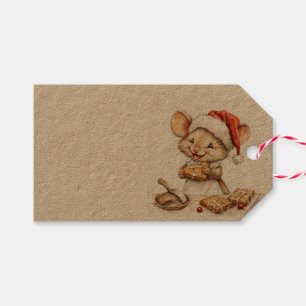Étiquettes-cadeau Mignonne souris Chef Noël
