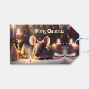 Étiquettes-cadeau Mignonne souris fête la coutume de Noël