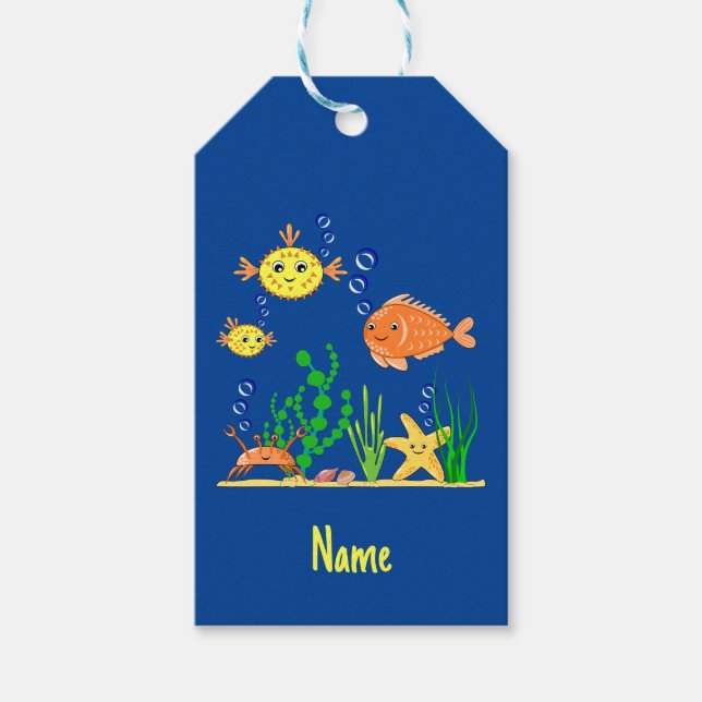 Étiquettes-cadeau Mignonne sous la mer (Devant)