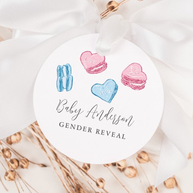 Étiquettes Cadeau Mignonne Valentine Macarons Coeurs Révélation de g (Créateur téléchargé)