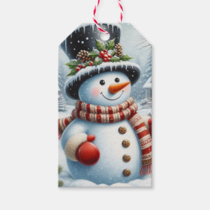 Étiquettes-cadeau Mignonne, Vintage/Whimsical bonhomme de neige de N