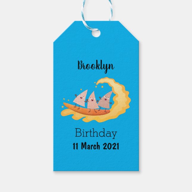 Étiquettes-cadeau Mignons nachos chips de maïs surf (Devant)