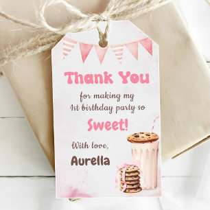 Étiquettes-cadeau Milk et biscuits Fille Premier anniversaire Fête
