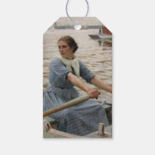 Étiquettes-cadeau Milk Maid sur un bateau à rames (par Albert Edelfe