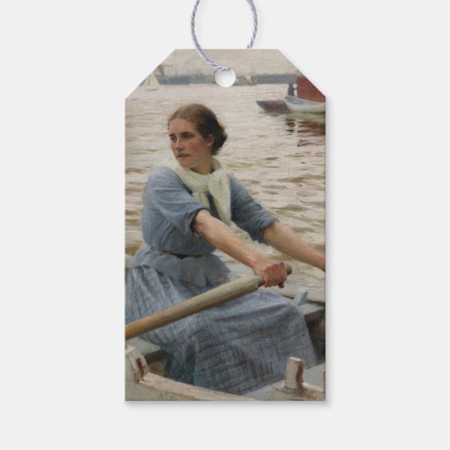 Étiquettes-cadeau Milk Maid sur un bateau à rames (par Albert Edelfe (Devant)