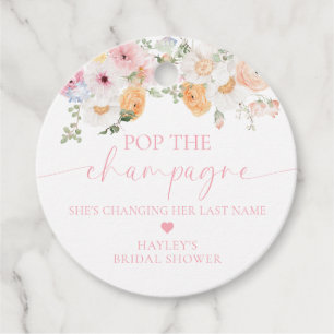 Étiquettes Cadeau Millie Floral Pop the Champagne Enterrement de Vie