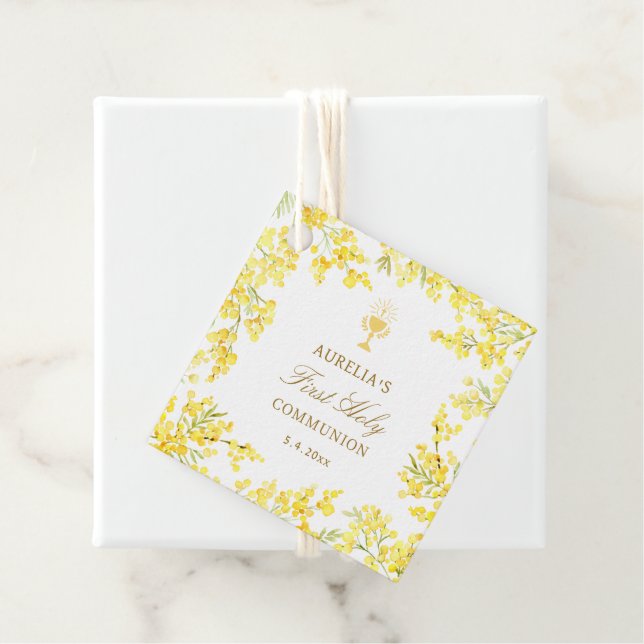 Étiquettes Cadeau Mimosa First Communion (En situation)
