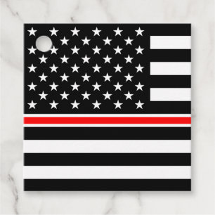 Étiquettes Cadeau Mince Red Line Drapeau : Mémorial du héros des pom