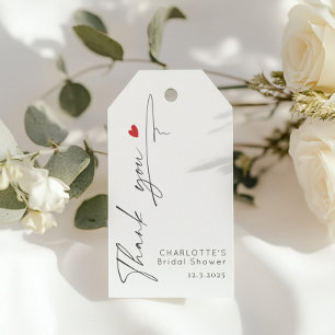 Étiquettes-cadeau Mini coeur de script moderne Douche nuptiale