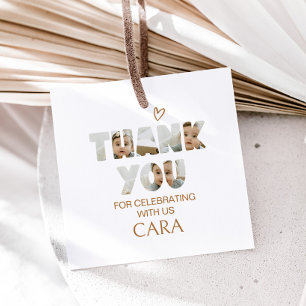 Étiquettes Cadeau Mini-Miss photo Carré de fête d'anniversaire