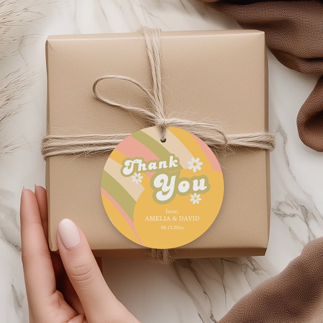 Étiquettes Cadeau Mini Retro Sunshine Baby Boy Douche Merci (Créateur téléchargé)