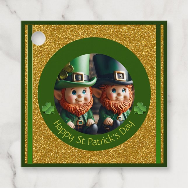 Étiquettes Cadeau Miniature Leprechaun St Patrick's Day Merci FT (Devant)