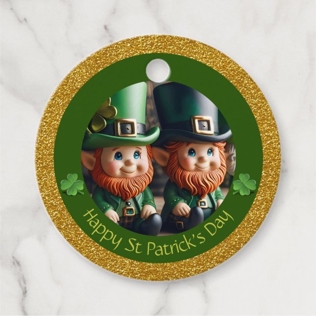 Étiquettes Cadeau Miniature Leprechaun St Patrick's Day Merci RFT (Devant)