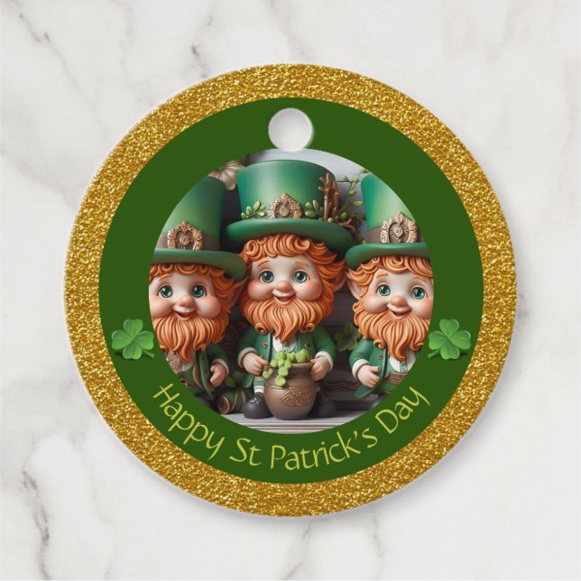 Étiquettes Cadeau Miniature Leprechaun St Patrick's Day Merci RFT01 (Devant)