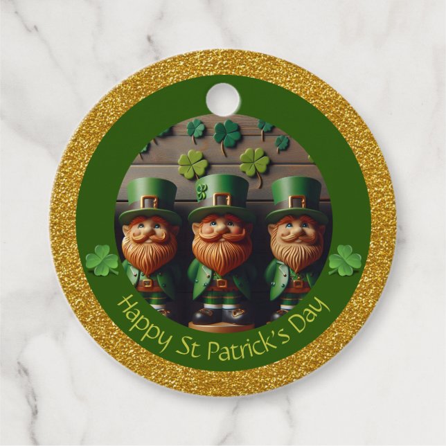 Étiquettes Cadeau Miniature Leprechaun St Patrick's Day Merci RFT06 (Devant)