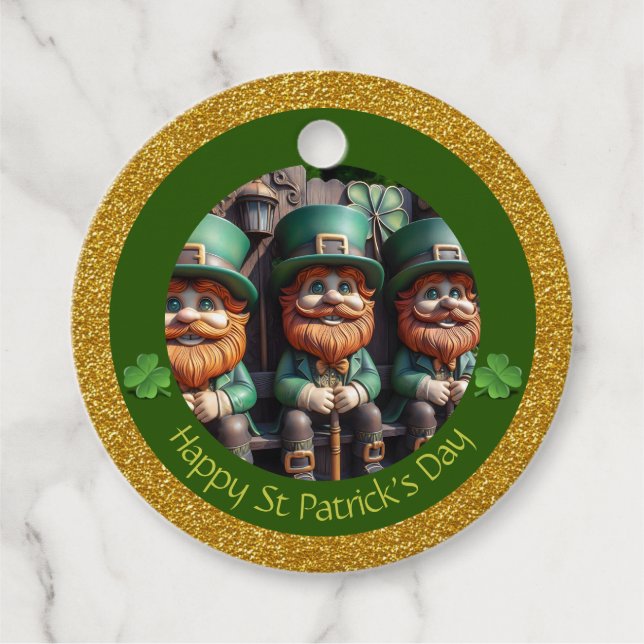 Étiquettes Cadeau Miniature Leprechaun St Patrick's Day Merci RFT10 (Devant)